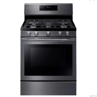 Samsung 5.8 cu. ft Gas Range w/ Self Cleaning and Fan Convection Oven in (fingerprint resistant) Black Stainless Steel